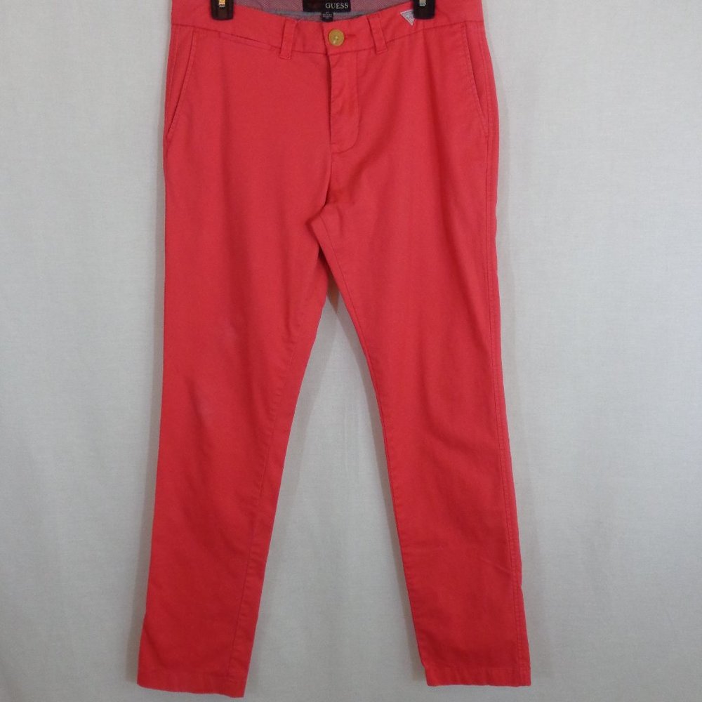 GUESS MEN'S SLIM FIT PANTS SZ 31 PINK SALMON.
